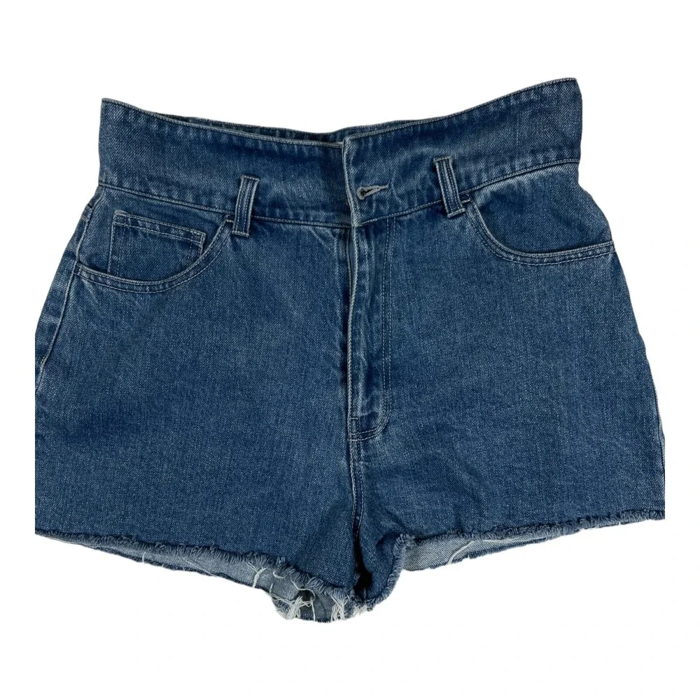 Forever 21 High‎ Waist Denim Jean Shorts Womens Size 30 Raw Hem Blue